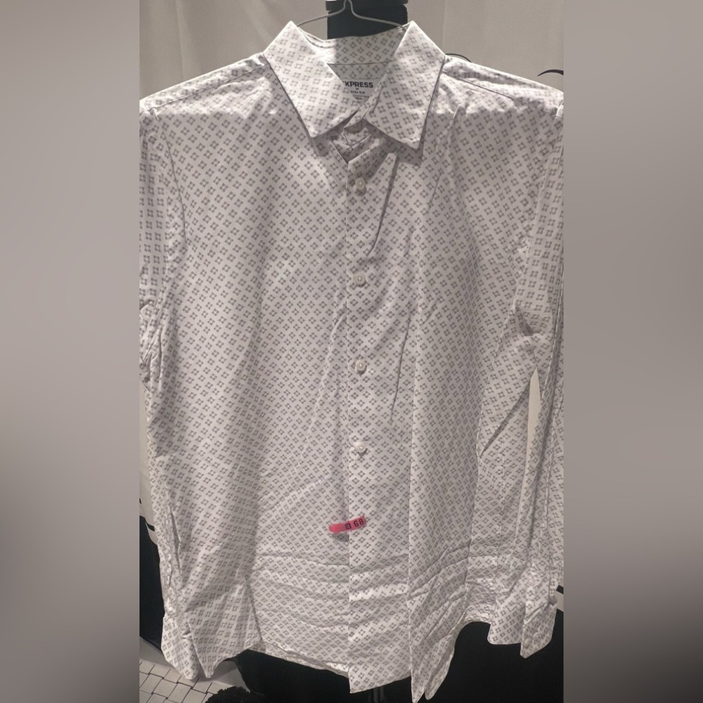 Express Men’s White Geometric Pattern Shirt